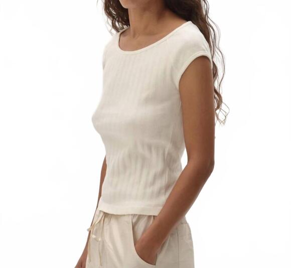 DONNI. Tops - NEW DONNI. varied rib wide neck tee in powder